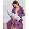 Ekouaer Labor and Delivery Gown and Robe Set for Hospital Nursing Nightgown(Purple Red)