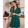 Ekouaer Labor and Delivery Gown for Women, Maternity Hospital Gowns with Button Short Sleeve Nursing Nightgown Pajamas Dress(Deep Green)