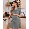 Ekouaer Labor and Delivery Gown for Women, Maternity Hospital Gowns with Button Short Sleeve Nursing Nightgown Pajamas Dress(Grey)