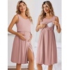 Ekouaer Maternity Nursing Gown and Robe Set Labor Delivery Nightgown(Mauve)