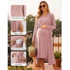 Ekouaer Maternity Nursing Gown and Robe Set Labor Delivery Nightgown(Mauve)
