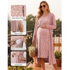 Ekouaer Maternity Nursing Gown and Robe Set Labor Delivery Nightgown(Mauve Heart)