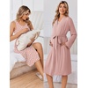 Ekouaer Maternity Nursing Gown and Robe Set Labor Delivery Nightgown(Mauve Heart)
