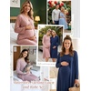 Ekouaer Maternity Nursing Gown and Robe Set Labor Delivery Nightgown(Navy Blue)