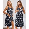 Ekouaer Maternity Nursing Gown and Robe Set Labor Delivery Nightgown(Pink Flower Black)