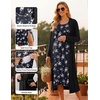 Ekouaer Maternity Nursing Gown and Robe Set Labor Delivery Nightgown(Pink Flower Black)