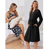 Ekouaer Maternity Nursing Gown and Robe Set Labor Delivery Nightgown(Pink Flower Black)