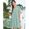 Ekouaer Nightgowns for Women Cotton House Dress with Pockets Button Down Night Gown Short Sleeve Duster Housecoat S-3XL(Green White Florals)