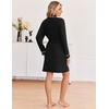 Ekouaer Robes for Women Long Sleeve Bathrobe Lightweight Soft Kimono Robes Ladies Casual Sleepwear with Pockets(Black)