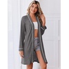 Ekouaer Robes for Women Long Sleeve Bathrobe Lightweight Soft Kimono Robes Ladies Casual Sleepwear with Pockets(Gray)