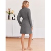 Ekouaer Robes for Women Long Sleeve Bathrobe Lightweight Soft Kimono Robes Ladies Casual Sleepwear with Pockets(Gray)