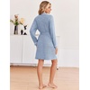 Ekouaer Robes for Women Long Sleeve Bathrobe Lightweight Soft Kimono Robes Ladies Casual Sleepwear with Pockets(Light Blue)