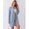 Ekouaer Robes for Women Long Sleeve Bathrobe Lightweight Soft Kimono Robes Ladies Casual Sleepwear with Pockets(Light Blue)
