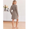 Ekouaer Robes for Women Long Sleeve Bathrobe Lightweight Soft Kimono Robes Ladies Casual Sleepwear with Pockets(Light Brown)
