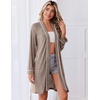 Ekouaer Robes for Women Long Sleeve Bathrobe Lightweight Soft Kimono Robes Ladies Casual Sleepwear with Pockets(Light Brown)