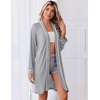 Ekouaer Robes for Women Long Sleeve Bathrobe Lightweight Soft Kimono Robes Ladies Casual Sleepwear with Pockets(Light Grey)