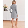 Ekouaer Robes for Women Long Sleeve Bathrobe Lightweight Soft Kimono Robes Ladies Casual Sleepwear with Pockets(Light Grey)