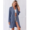 Ekouaer Robes for Women Long Sleeve Bathrobe Lightweight Soft Kimono Robes Ladies Casual Sleepwear with Pockets(Navy Blue)