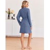 Ekouaer Robes for Women Long Sleeve Bathrobe Lightweight Soft Kimono Robes Ladies Casual Sleepwear with Pockets(Navy Blue)