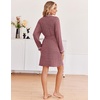 Ekouaer Robes for Women Long Sleeve Bathrobe Lightweight Soft Kimono Robes Ladies Casual Sleepwear with Pockets(Red)