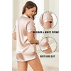Ekouaer Silk Satin Pajama Sets Contrast Piping Pj Sets Button Down Lounge Sets Bridal Wedding Honeymoons(Champagne)