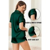 Ekouaer Silk Satin Pajama Sets Contrast Piping Pj Sets Button Down Lounge Sets Bridal Wedding Honeymoons(Dark Green)