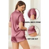 Ekouaer Silk Satin Pajama Sets Contrast Piping Pj Sets Button Down Lounge Sets Bridal Wedding Honeymoons(Dark Pink)