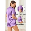 Ekouaer Silk Satin Pajama Sets Contrast Piping Pj Sets Button Down Lounge Sets Bridal Wedding Honeymoons(Lavender Purple)