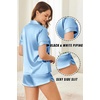 Ekouaer Silk Satin Pajama Sets Contrast Piping Pj Sets Button Down Lounge Sets Bridal Wedding Honeymoons(Light Blue)