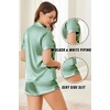 Ekouaer Silk Satin Pajama Sets Contrast Piping Pj Sets Button Down Lounge Sets Bridal Wedding Honeymoons(Light Green)