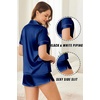 Ekouaer Silk Satin Pajama Sets Contrast Piping Pj Sets Button Down Lounge Sets Bridal Wedding Honeymoons(Navy Blue)