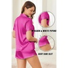 Ekouaer Silk Satin Pajama Sets Contrast Piping Pj Sets Button Down Lounge Sets Bridal Wedding Honeymoons(Rose Red)