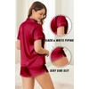 Ekouaer Silk Satin Pajama Sets Contrast Piping Pj Sets Button Down Lounge Sets Bridal Wedding Honeymoons(Wine Red)