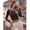 Ekouaer Womens Long Sleeve Crop Tops Scoop Neck Raglan Shirts Slim Fit Underscrub Basic Fashion Clothing XS-XXL(Brown)