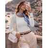 Ekouaer Womens Long Sleeve Crop Tops Scoop Neck Raglan Shirts Slim Fit Underscrub Basic Fashion Clothing XS-XXL(Grey White Striped)
