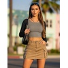 Ekouaer Womens Long Sleeve Crop Tops Scoop Neck Raglan Shirts Slim Fit Underscrub Basic Fashion Clothing XS-XXL(Mocha Black Combo)