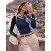 Ekouaer Womens Long Sleeve Crop Tops Scoop Neck Raglan Shirts Slim Fit Underscrub Basic Fashion Clothing XS-XXL(Navy Blue)