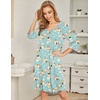 Ekouaer Women’s Pleated Nightgown Soft Sleep Shirt 3/4 Sleeve Pajama Dress Scoopneck Sleep Tee Nightshirt Sleepwear S-3XL(Floral Green)