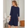 Ekouaer Women’s Pleated Nightgown Soft Sleep Shirt 3/4 Sleeve Pajama Dress Scoopneck Sleep Tee Nightshirt Sleepwear S-3XL(Navy Blue)