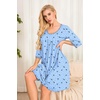 Ekouaer Women’s Pleated Nightgown Soft Sleep Shirt 3/4 Sleeve Pajama Dress Scoopneck Sleep Tee Nightshirt Sleepwear S-3XL(Star Moon Blue)