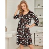 Ekouaer Women’s Pleated Nightgown Soft Sleep Shirt 3/4 Sleeve Pajama Dress Scoopneck Sleep Tee Nightshirt Sleepwear S-3XL(White Red Floral)