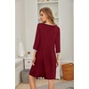 Ekouaer Women’s Pleated Nightgown Soft Sleep Shirt 3/4 Sleeve Pajama Dress Scoopneck Sleep Tee Nightshirt Sleepwear S-3XL(Wine Red)