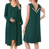 Ekouaer Labor and Delivery Gown and Robe Set for Hospital Nursing Nightgown(Green)