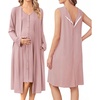 Ekouaer Labor and Delivery Gown and Robe Set for Hospital Nursing Nightgown(Mauve)