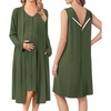 Ekouaer Labor and Delivery Gown and Robe Set for Hospital Nursing Nightgown(Olive Green)