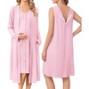 Ekouaer Labor and Delivery Gown and Robe Set for Hospital Nursing Nightgown(Pink)