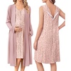 Ekouaer Labor and Delivery Gown and Robe Set for Hospital Nursing Nightgown(Pink Leopard)