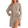 Ekouaer Robes for Women Long Sleeve Bathrobe Lightweight Soft Kimono Robes Ladies Casual Sleepwear with Pockets(Khaki)