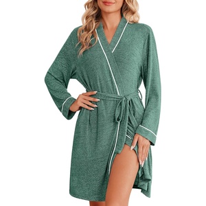 Ekouaer Robes for Women Long Sleeve Bathrobe Lightweight Soft Kimono Robes Ladies Casual Sleepwear with Pockets(Bright Green)