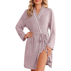Ekouaer Robes for Women Long Sleeve Bathrobe Lightweight Soft Kimono Robes Ladies Casual Sleepwear with Pockets(Light Pink)